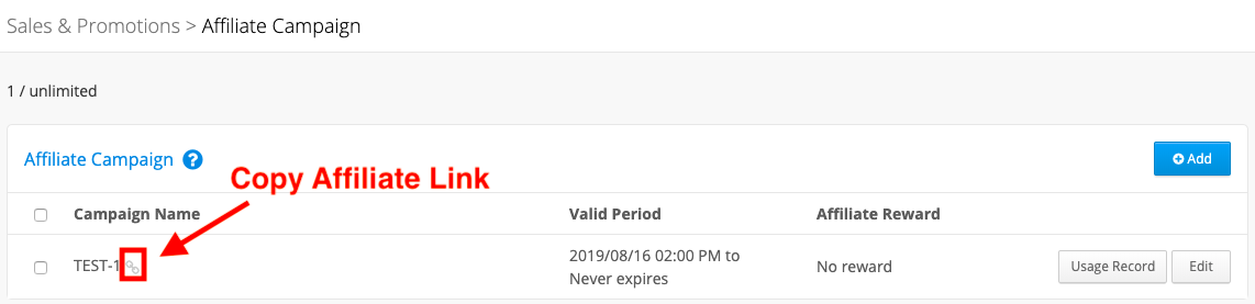 affiliate campaign  *event start and end time will based on the