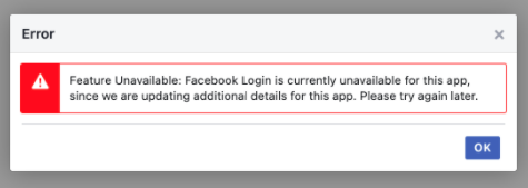 Facebook Fix Login Error : There is an error in logging you into this  application Please try again 