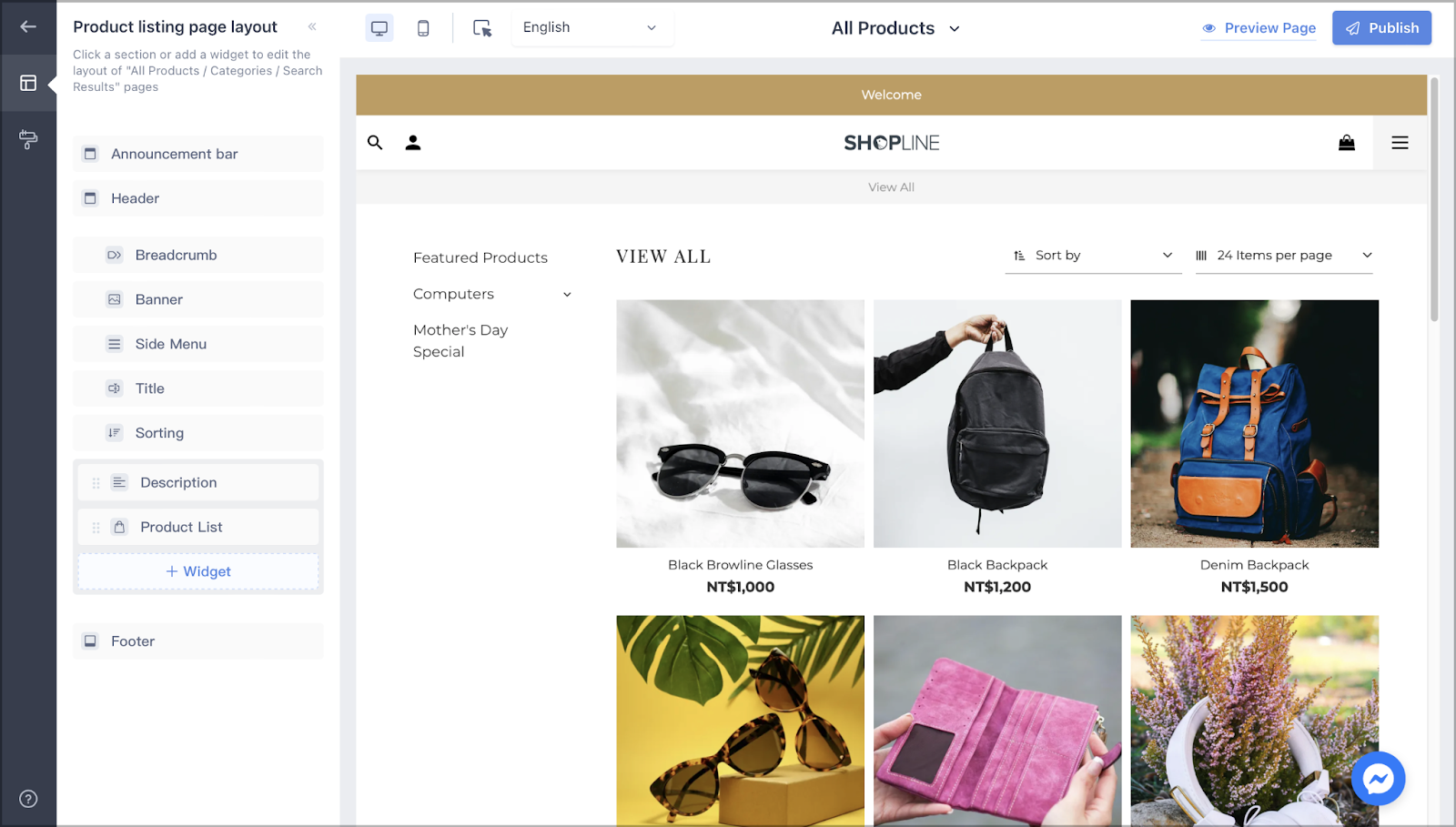 Product Listing Page