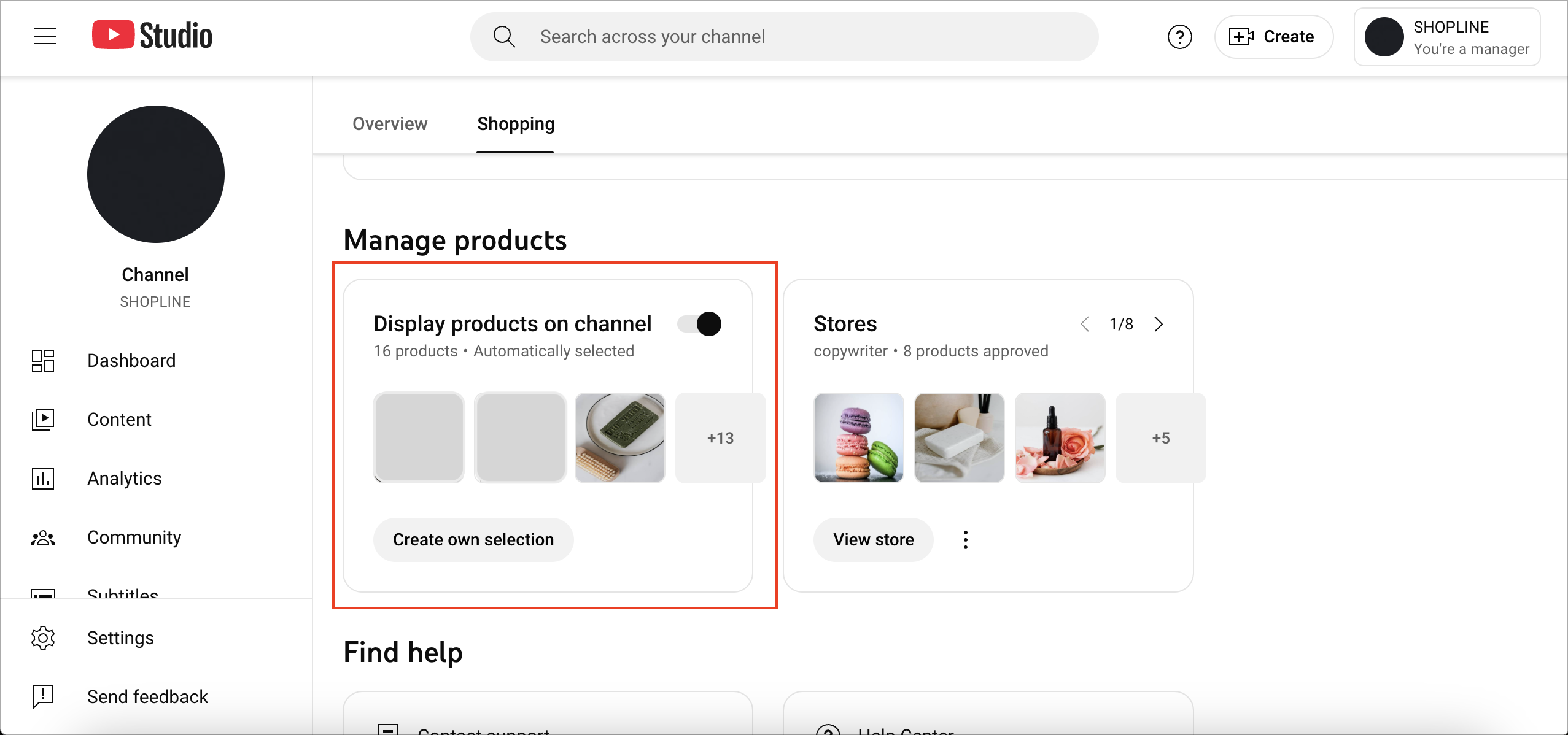 YouTube Shopping product features