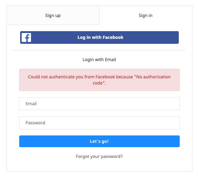 Unable to login with Facebook.