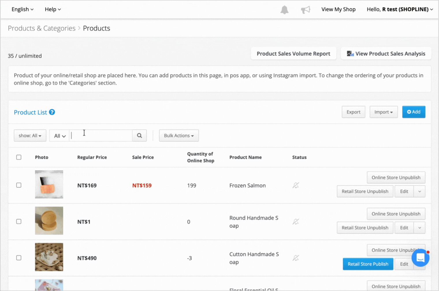 Animated demonstration of exporting products that match the current search filters