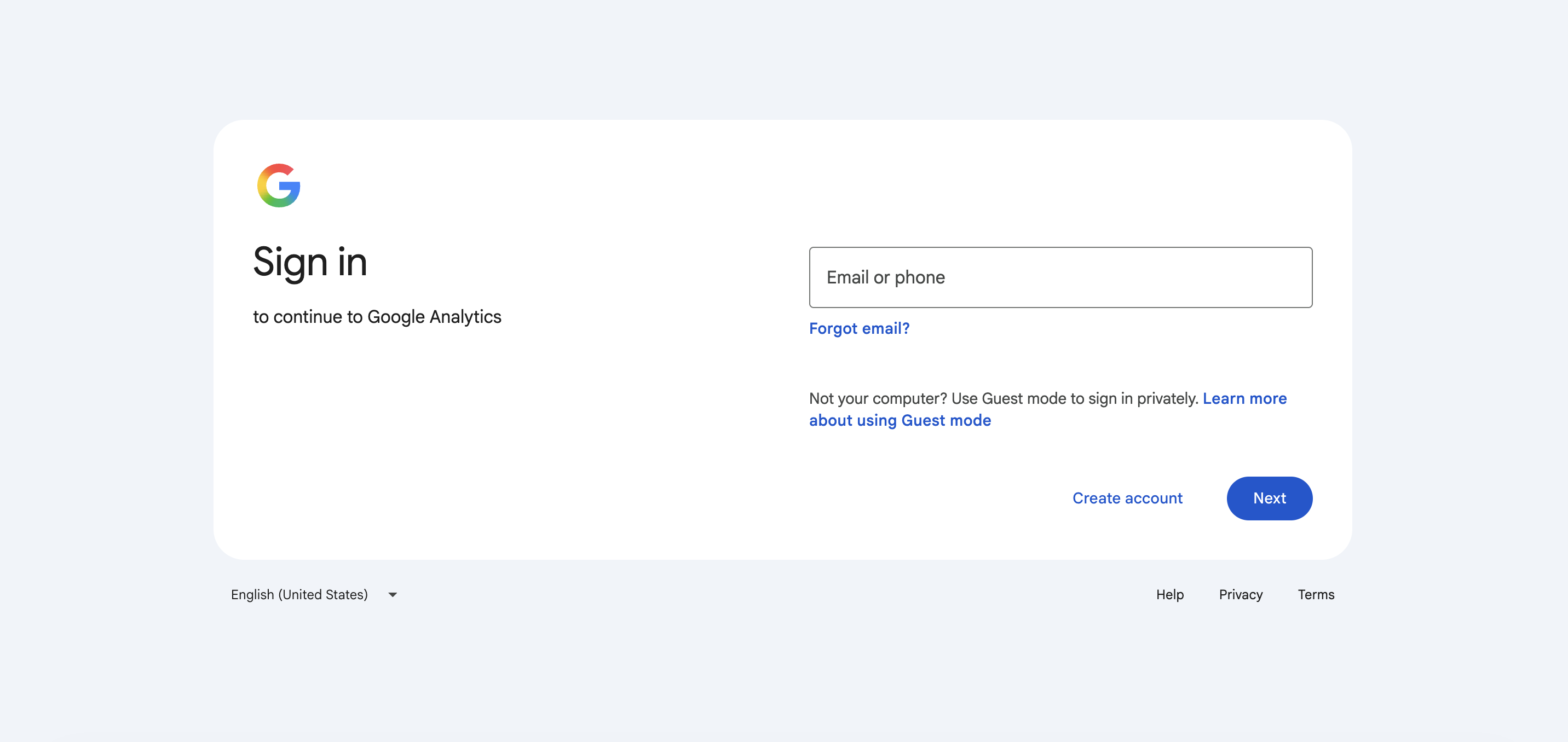 Google Tag Manager sign-in page