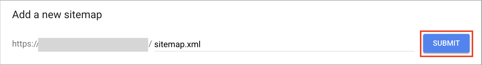 Add a new sitemap field with sitemap.xml entered and the Submit button