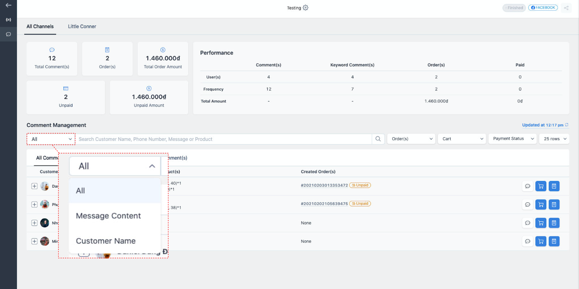 Live SHOPLINE  Prestasi Dashboard & Pengurusan Komen - Pusat 