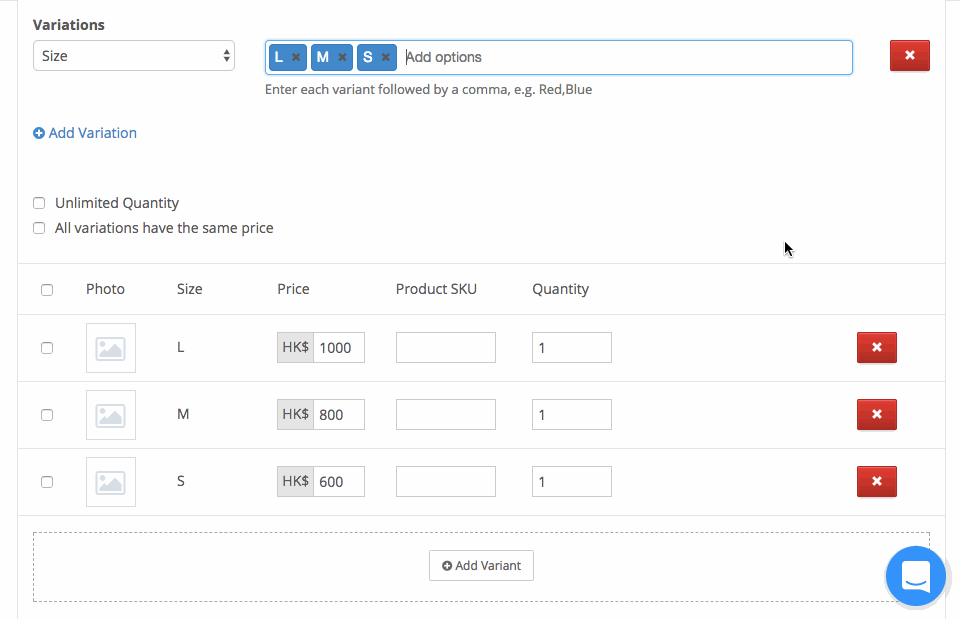 Product Variation and Variant Products SHOPLINE Help Center