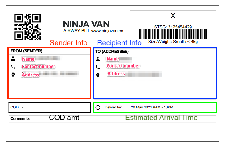 Tracking number ninja van